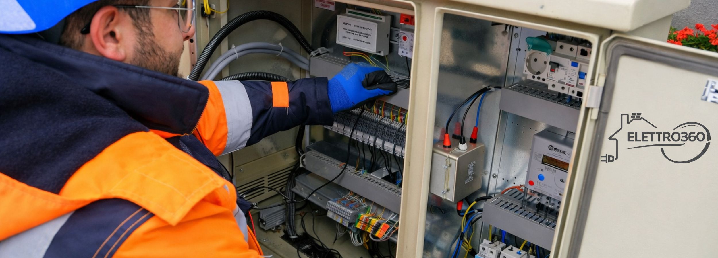 Electricista a Firenze durante intervento su quadro elettrico